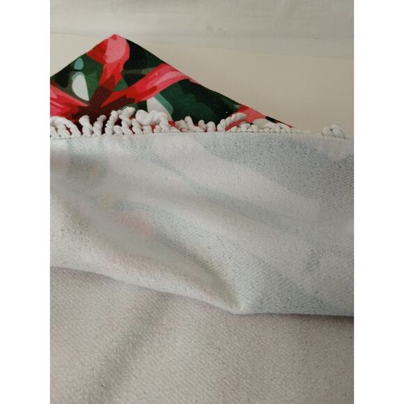 54" Round Beach Towel - Boho Tropical Paradise Blanket - Hibiscus Flowers - Picture 3 of 3